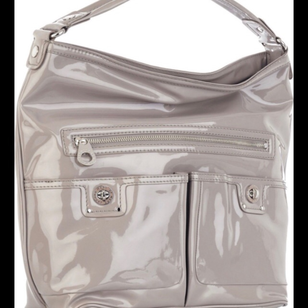Marc Jacobs shoulder bag / hobo purse, Y2K, patent leather nude taupe neutral